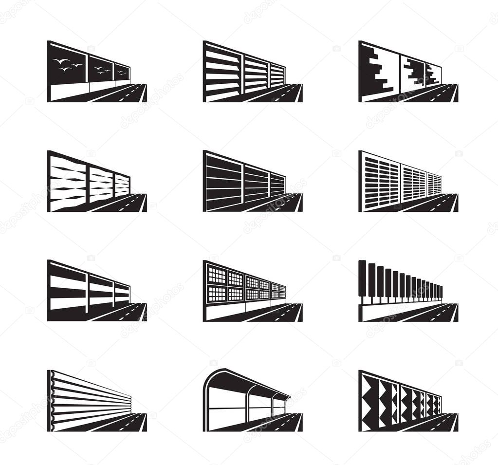 Noise barriers on highway - vector illustration