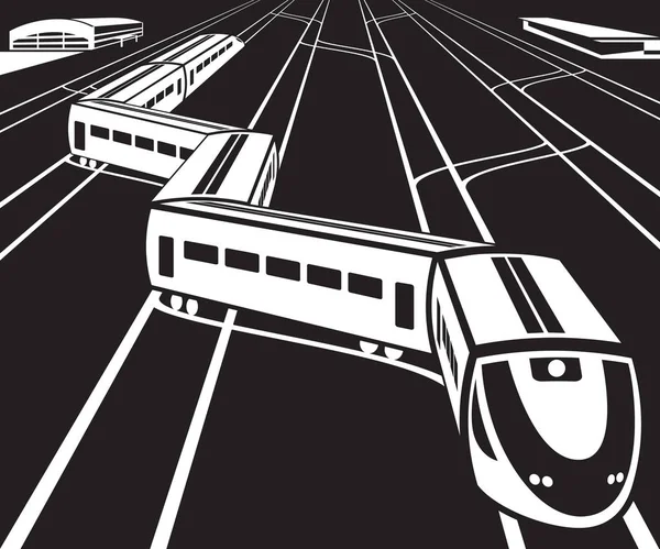 Train Grande Vitesse Départ Une Gare Illustration Vectorielle — Image vectorielle