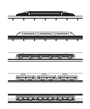 Yolcu treni - vektör çizim farklı türleri
