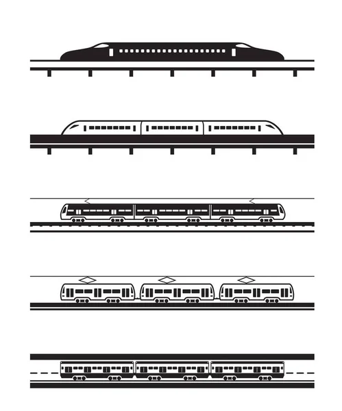 Különböző Típusú Vonatok Vektor Illusztráció — Stock Vector