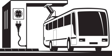 Elektrikli otobüs şarj istasyonu - vektör çizim