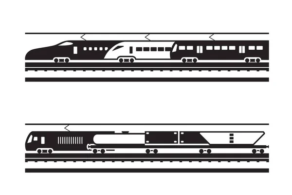 Trasporto Ferroviario Passeggeri Merci Illustrazione Vettoriale — Vettoriale Stock