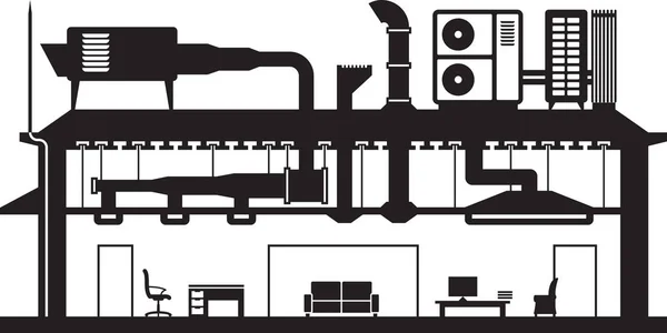 Système Central Climatisation Pour Bâtiment Illustration Vectorielle — Image vectorielle