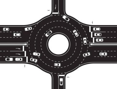 Otoyol ve yol - vektör çizim dairesel Kavşağı