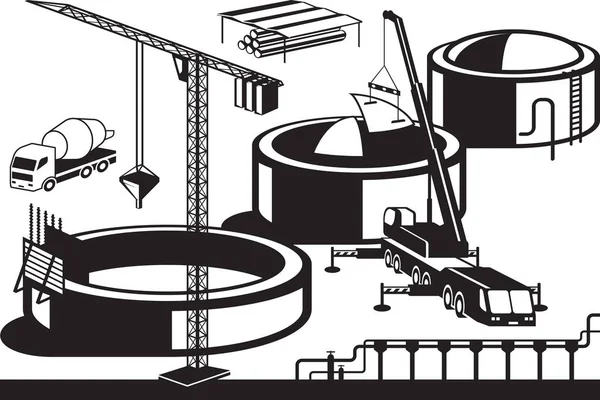 Construção Uma Base Petrolífera Ilustração Vetorial — Vetor de Stock