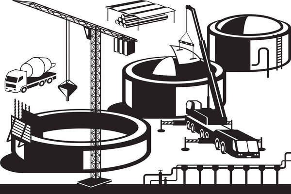Construction of oil base - vector illustration