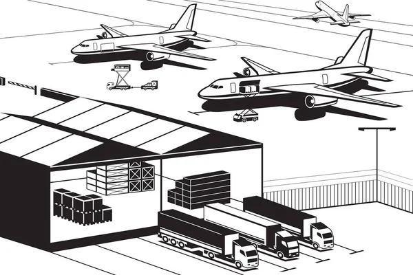 Terminal Carga Aeropuerto Ilustración Vectorial — Vector de stock