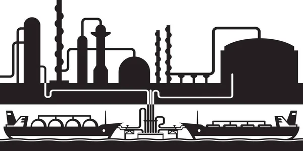 Petroleum Rafinery Tengeri Export Terminál Vektor Illusztráció — Stock Vector