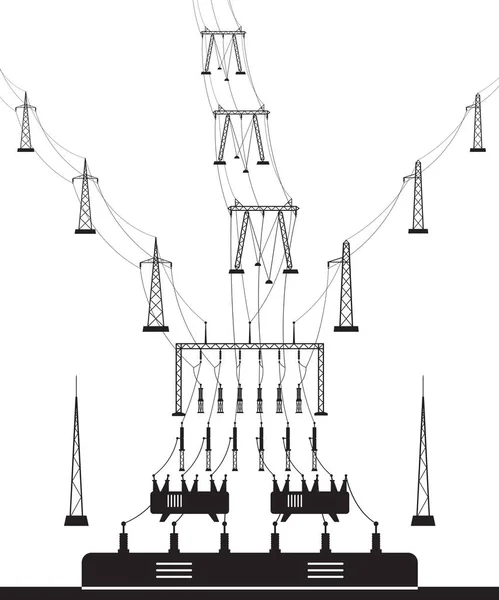 Электросетевая Подстанция Векторная Иллюстрация — стоковый вектор
