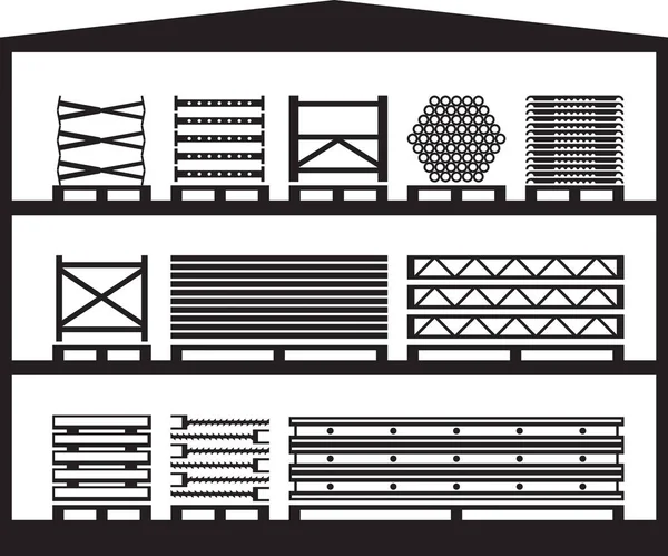 Almacén Con Andamio Construcción Ilustración Vectorial — Vector de stock
