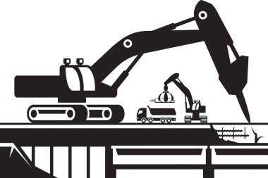 Beton köprü vektör illüstrasyonunun yıkımı