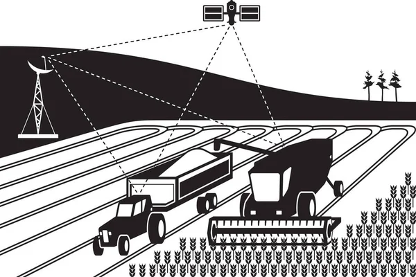 Rastreamento Máquinas Agrícolas Ilustração Vetorial — Vetor de Stock