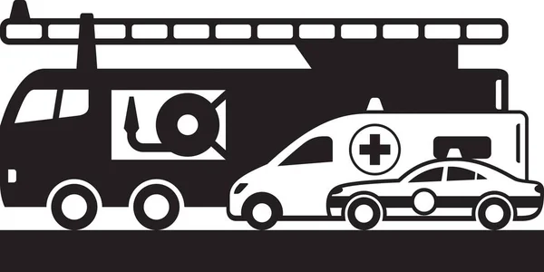 Politieauto Ambulance Bus Brandweerwagen Vector Illustratie — Stockvector