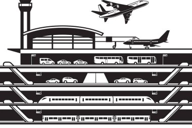 Havaalanı ulaşım merkezi vektör çizimi