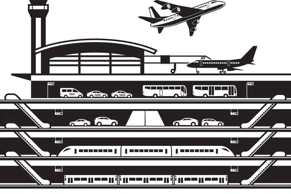 Flygplats Transport Nav Vektor Illustration — Stock vektor