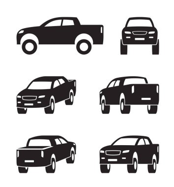 Perspektif vektör çiziminde off road pikap kamyonu