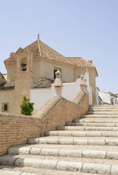 Escaliers Pavés Côté Église Antequera Une Ville Province Malaga Andalousie — Photo