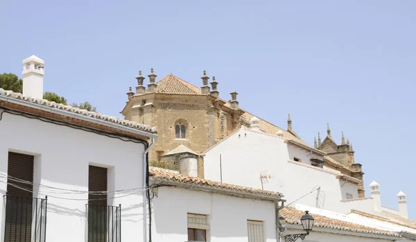 Kirche Und Weiße Häuser Antequera Einer Stadt Der Provinz Malaga — Stockfoto