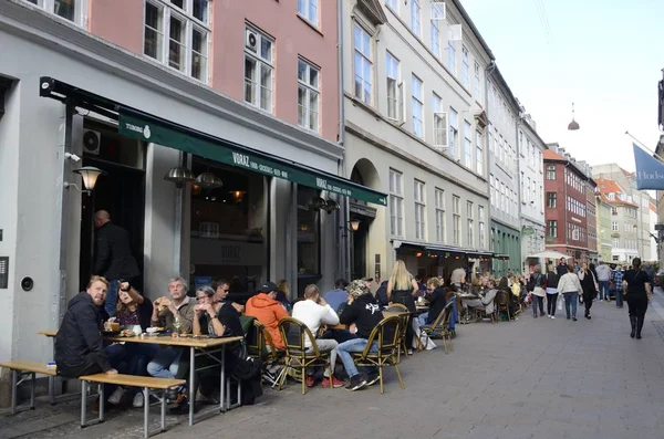 Copenhagen Danimarka Eylül 2018 Kopenhag Danimarka Eski Şehir Merkezinin Caddesi — Stok fotoğraf