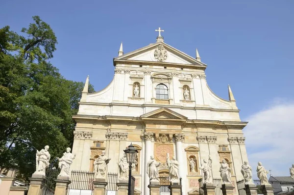 Kościół Świętych Piotra Pawła Kościół Barokowy Starym Mieście Krakowie Polska — Zdjęcie stockowe