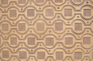 Arka bina duvar eski kasaba Varşova, Polonya, brick kırmızı renklerde geometrik desen.