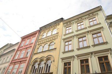Renkli cephe binalar renkli cephe binalar eski kasaba Krakow, Polonya Krakow eski şehir.