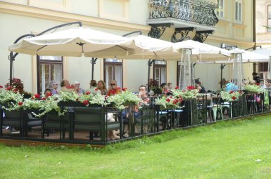 Krakow, Polonya - 28 Temmuz 2018: eski şehir, Krakow, Polonya yer alan 
