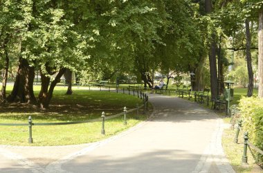 Krakow, Polonya - 28 Temmuz 2018: eski şehir, Krakow, Polonya yer alan 