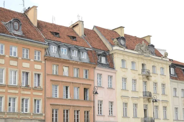 Rangée Façades Couleur Sur Place Château Varsovie Pologne — Photo