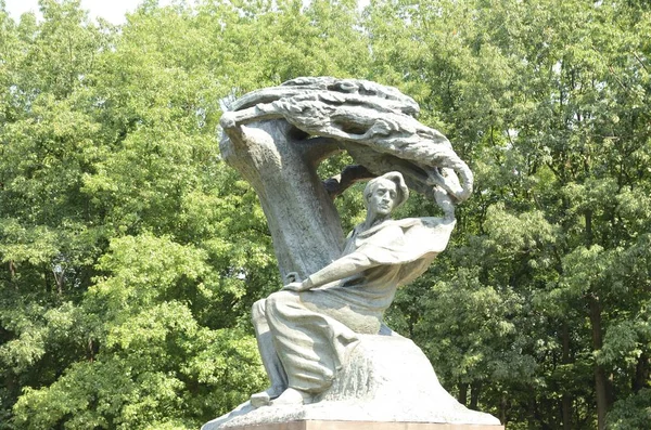 Varsovie Pologne Juillet 2018 Statue Chopin Parc Des Thermes Royaux — Photo
