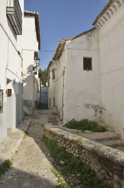 Geplaveide Straten Middeleeuwse Moorse Wijk Van Albaicin Granada Andalusië Spanje — Stockfoto
