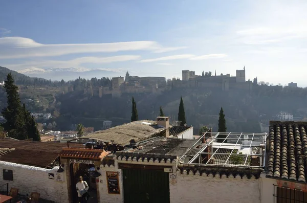 Granada Spanien December 2014 Åsynen Alhambra Palatset Sett Från San — Stockfoto