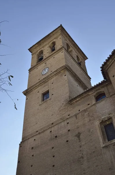 Hodiny Zděné Zvonice Čtvrti Albaicin Granada Andalusie Španělsko — Stock fotografie