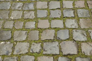 ıslak Arnavut kaldırımlı yol 