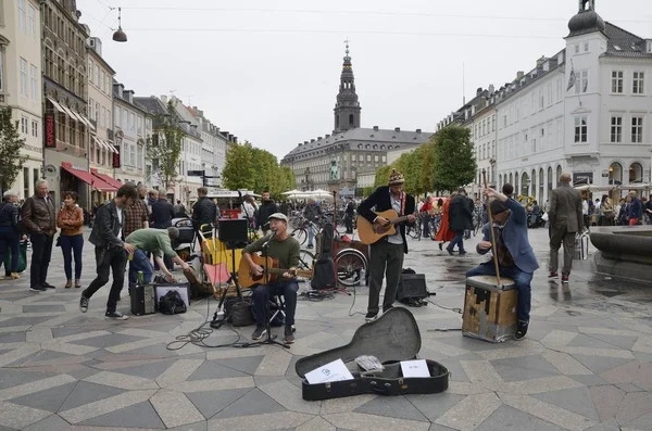 Músicos de rua em Copenhaga — Fotografia de Stock