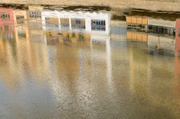 Houses Reflected Onyar River Girona Catalonia Spain — Stock Photo, Image