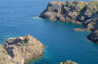Costa Brava, Girona, Katalonya, İspanya 'daki Cap de Creus Doğal Parkı' nda bir koy..