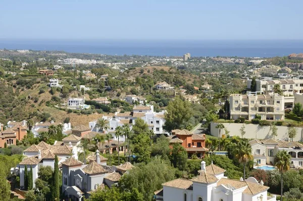 Marbella Espagne Août 2020 Vue Panoramique Quartier Résidentiel Sur Colline — Photo