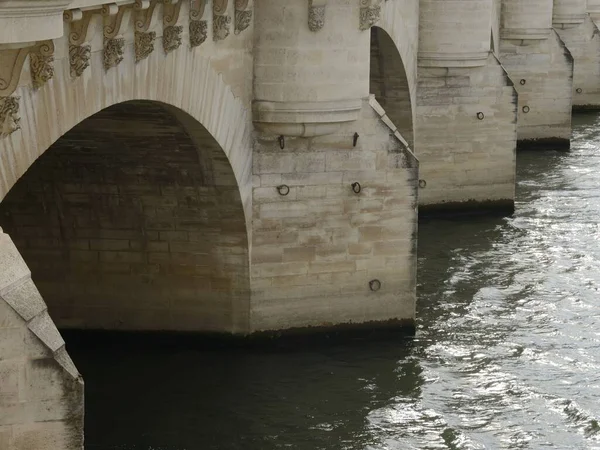 Detalhe Ponte Nova Ponte Mais Antiga Outro Lado Rio Sena — Fotografia de Stock