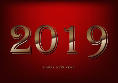 Mutlu yeni yıl metin tasarım. Vektör tebrik çizim.