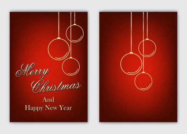 Merry Christmas Happy New Year Christmas Cards Simple Design — Stock Vector