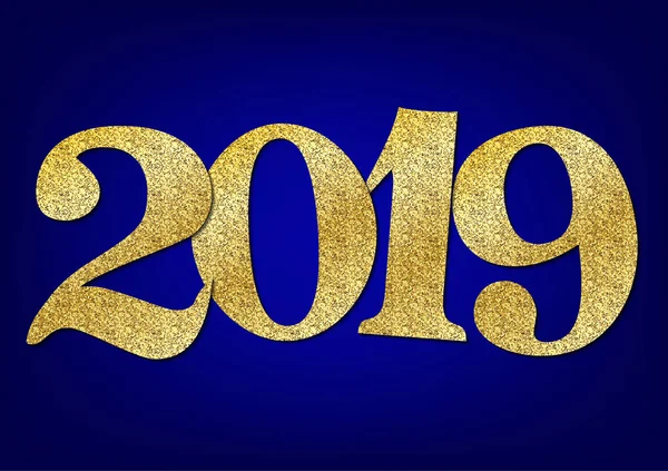 Mutlu Yeni Yıl 2019 Vektör Çizim Tasarım Elegance Altın Renk — Stok Vektör