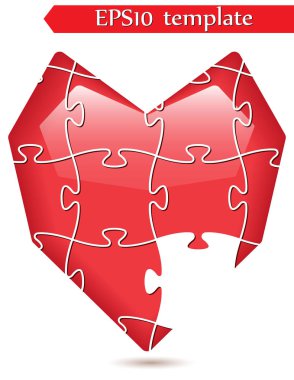 Bulmaca vektör grafik şablonu illüstrasyon izole beyaz arka plan üzerinde renkli kalp şeklinde