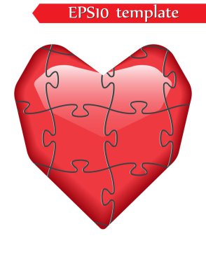 Bulmaca vektör grafik şablonu illüstrasyon izole beyaz arka plan üzerinde renkli kalp şeklinde