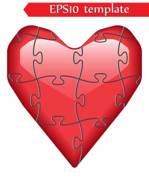 Bulmaca vektör grafik şablonu illüstrasyon izole beyaz arka plan üzerinde renkli kalp şeklinde