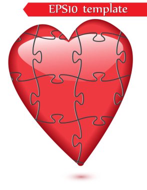 Bulmaca vektör grafik şablonu illüstrasyon izole beyaz arka plan üzerinde renkli kalp şeklinde