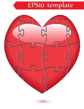 Bulmaca vektör grafik şablonu illüstrasyon izole beyaz arka plan üzerinde renkli kalp şeklinde