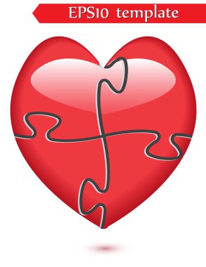 Bulmaca vektör grafik şablonu illüstrasyon izole beyaz arka plan üzerinde renkli kalp şeklinde