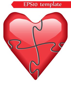 Bulmaca vektör grafik şablonu illüstrasyon izole beyaz arka plan üzerinde renkli kalp şeklinde