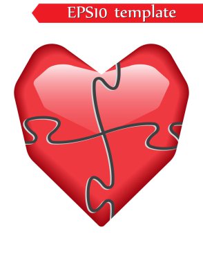 Bulmaca vektör grafik şablonu illüstrasyon izole beyaz arka plan üzerinde renkli kalp şeklinde